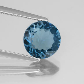 Topazio naturale blu da 1,92 ct, taglio rotondo, VS-SI