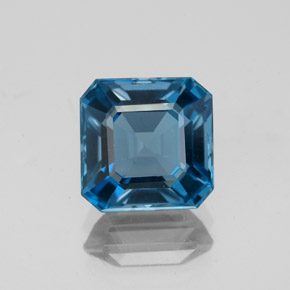 Topazio naturale blu da 3,10 ct, taglio smeraldo, VVS
