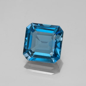 Topazio naturale blu da 2,97 ct, taglio smeraldo, VS-SI