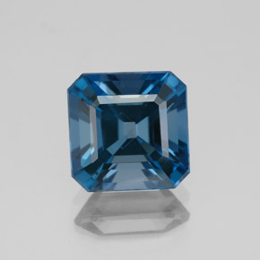 Topazio naturale blu da 2,86 ct, taglio smeraldo, VS-SI