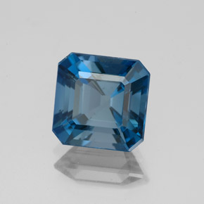 Topazio naturale blu da 2,86 ct, taglio smeraldo, VS-SI