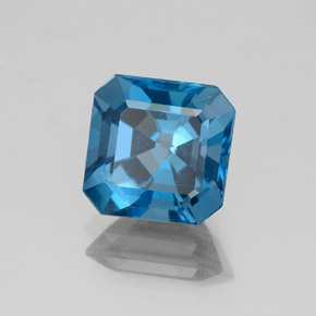 Topazio naturale blu da 2,85 ct, taglio smeraldo, VS-SI