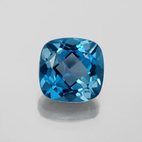 Topazio naturale blu da 3,68 ct, taglio a cuscino, VVS