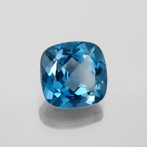 Topazio naturale blu da 3,68 ct, taglio a cuscino, VVS