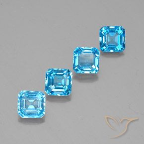 Gemme di Topazio Blu svizzero naturale da 8.31 ct, Ottagonale / Taglio smeraldo, VS
