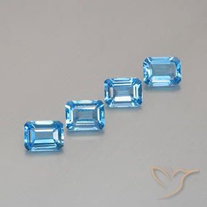 Gemme di Topazio Blu svizzero naturale da 7.43 ct, Ottagonale / Taglio smeraldo, VVS-VS