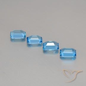 Gemme di Topazio Blu svizzero naturale da 7.43 ct, Ottagonale / Taglio smeraldo, VVS-VS