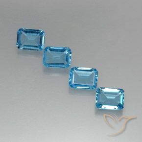 Gemme di Topazio Blu svizzero naturale da 7.06 ct, Ottagonale / Taglio smeraldo, VS