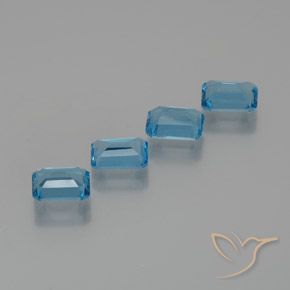 Gemme di Topazio Blu svizzero naturale da 7.06 ct, Ottagonale / Taglio smeraldo, VS