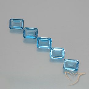 Gemme di Topazio Blu svizzero naturale da 9.12 ct, Ottagonale / Taglio smeraldo, VS
