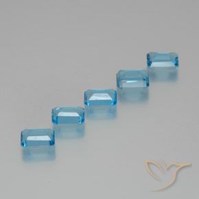Gemme di Topazio Blu svizzero naturale da 9.12 ct, Ottagonale / Taglio smeraldo, VS