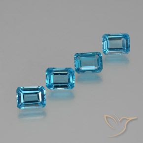 Topazio naturale blu da 7,86 ct, taglio smeraldo, VS