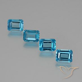 Topazio naturale blu da 7,86 ct, taglio smeraldo, VS