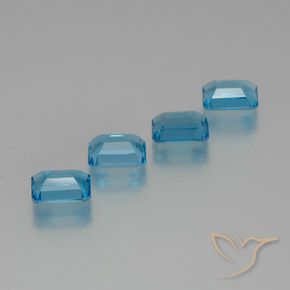 Topazio naturale blu da 7,86 ct, taglio smeraldo, VS