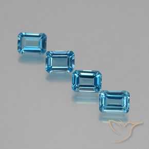 Gemme di Topazio Blu svizzero naturale da 7.76 ct, Ottagonale / Taglio smeraldo, VS