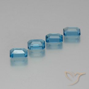Gemme di Topazio Blu svizzero naturale da 7.76 ct, Ottagonale / Taglio smeraldo, VS