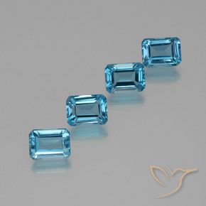 Gemme di Topazio Blu svizzero naturale da 8.24 ct, Taglio smeraldo, VS