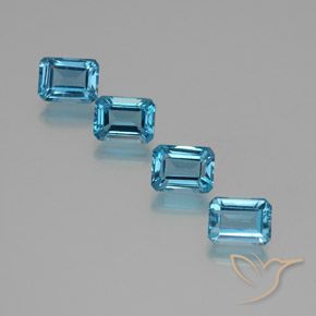 Gemme di Topazio Blu svizzero naturale da 8.24 ct, Taglio smeraldo, VS