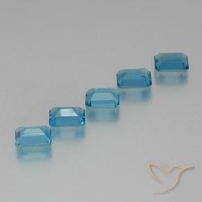 Gemme di Topazio Blu svizzero naturale da 9.86 ct, Ottagonale / Taglio smeraldo, VS