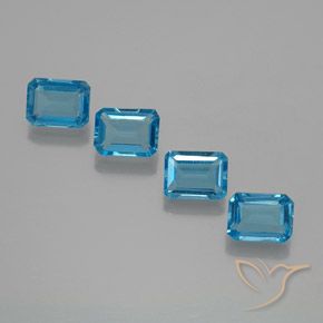 Gemme di Topazio Blu svizzero naturale da 7.31 ct, Ottagonale / Taglio smeraldo, VS