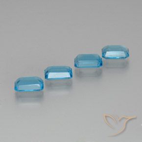 Gemme di Topazio Blu svizzero naturale da 7.31 ct, Ottagonale / Taglio smeraldo, VS