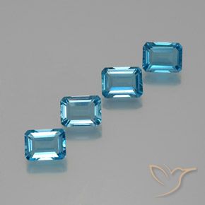 Gemme di Topazio Blu svizzero naturale da 7.74 ct, Ottagonale / Taglio smeraldo, VS