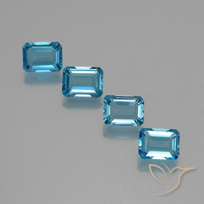 Gemme di Topazio Blu svizzero naturale da 7.74 ct, Ottagonale / Taglio smeraldo, VS