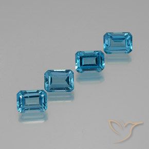 Gemme di Topazio Blu svizzero naturale da 8.56 ct, Taglio smeraldo, VS