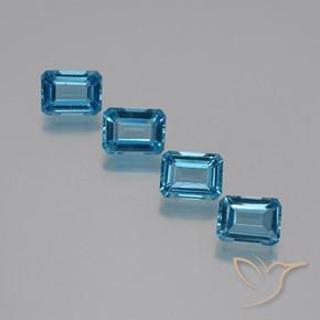 Gemme di Topazio Blu svizzero naturale da 7.27 ct, Ottagonale / Taglio smeraldo, VS