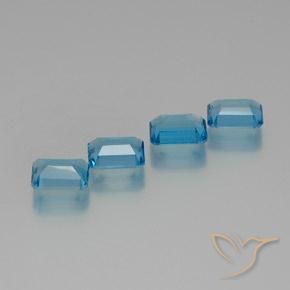 Gemme di Topazio Blu svizzero naturale da 7.27 ct, Ottagonale / Taglio smeraldo, VS