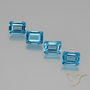 Gemme di Topazio Blu svizzero naturale da 7.34 ct, Ottagonale / Taglio smeraldo, VVS-VS