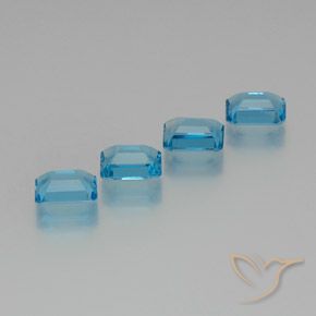 Gemme di Topazio Blu svizzero naturale da 7.34 ct, Ottagonale / Taglio smeraldo, VVS-VS