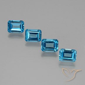 Gemme di Topazio Blu svizzero naturale da 7.74 ct, Ottagonale / Taglio smeraldo, VS