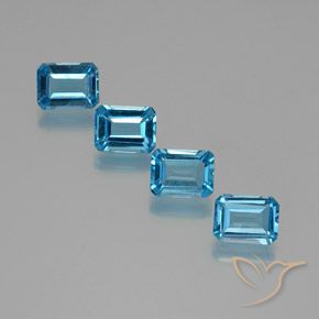 Gemme di Topazio Blu svizzero naturale da 7.71 ct, Ottagonale / Taglio smeraldo, VS