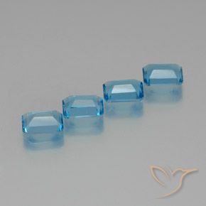 Gemme di Topazio Blu svizzero naturale da 7.71 ct, Ottagonale / Taglio smeraldo, VS