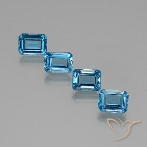 Gemme di Topazio Blu svizzero naturale da 7.46 ct, Ottagonale / Taglio smeraldo, VS
