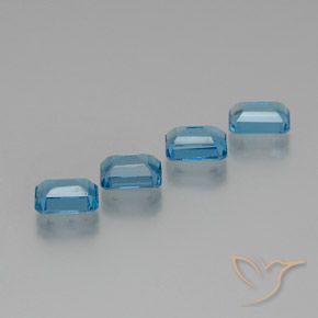 Gemme di Topazio Blu svizzero naturale da 7.46 ct, Ottagonale / Taglio smeraldo, VS