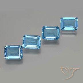 Gemme di Topazio Blu svizzero naturale da 7.18 ct, Ottagonale / Taglio smeraldo, VS