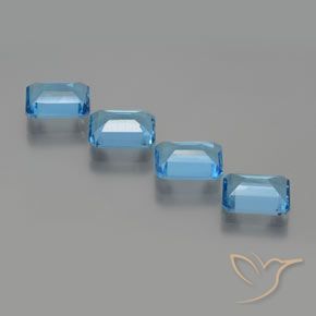 Gemme di Topazio Blu svizzero naturale da 7.18 ct, Ottagonale / Taglio smeraldo, VS