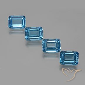 Gemme di Topazio Blu svizzero naturale da 8.04 ct, Ottagonale / Taglio smeraldo, VVS-VS