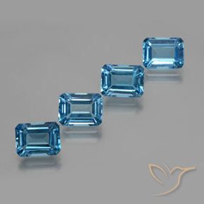 Gemme di Topazio Blu svizzero naturale da 8.04 ct, Ottagonale / Taglio smeraldo, VVS-VS