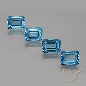 Gemme di Topazio Blu svizzero naturale da 8.43 ct, Ottagonale / Taglio smeraldo, VS
