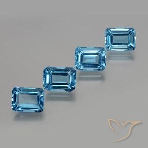Gemme di Topazio Blu svizzero naturale da 8.43 ct, Ottagonale / Taglio smeraldo, VS