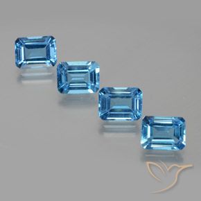 Gemme di Topazio Blu svizzero naturale da 7.79 ct, Ottagonale / Taglio smeraldo, VS