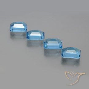 Gemme di Topazio Blu svizzero naturale da 7.79 ct, Ottagonale / Taglio smeraldo, VS