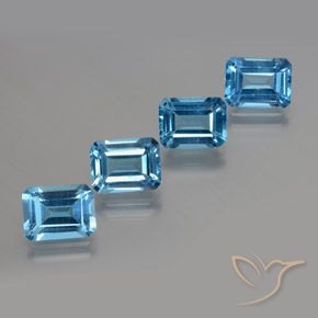Gemme di Topazio Blu svizzero naturale da 7.65 ct, Ottagonale / Taglio smeraldo, VS