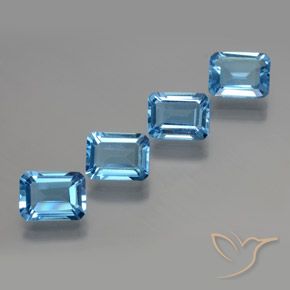 Gemme di Topazio Blu svizzero naturale da 7.75 ct, Ottagonale / Taglio smeraldo, VVS-VS