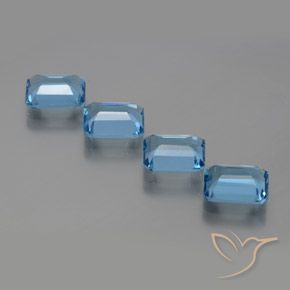 Gemme di Topazio Blu svizzero naturale da 7.75 ct, Ottagonale / Taglio smeraldo, VVS-VS