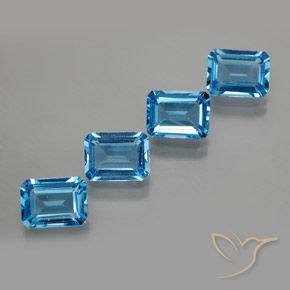 Gemme di Topazio Blu svizzero naturale da 7.23 ct, Ottagonale / Taglio smeraldo, VS