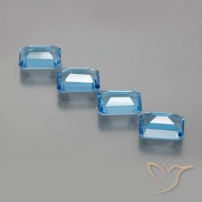 Gemme di Topazio Blu svizzero naturale da 7.23 ct, Ottagonale / Taglio smeraldo, VS
